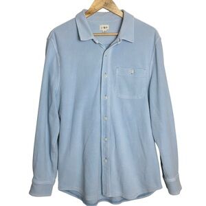 Jcrew Oarsmen Mens Cotton Waffle Knit Shirt Button Up Medium Light Blue